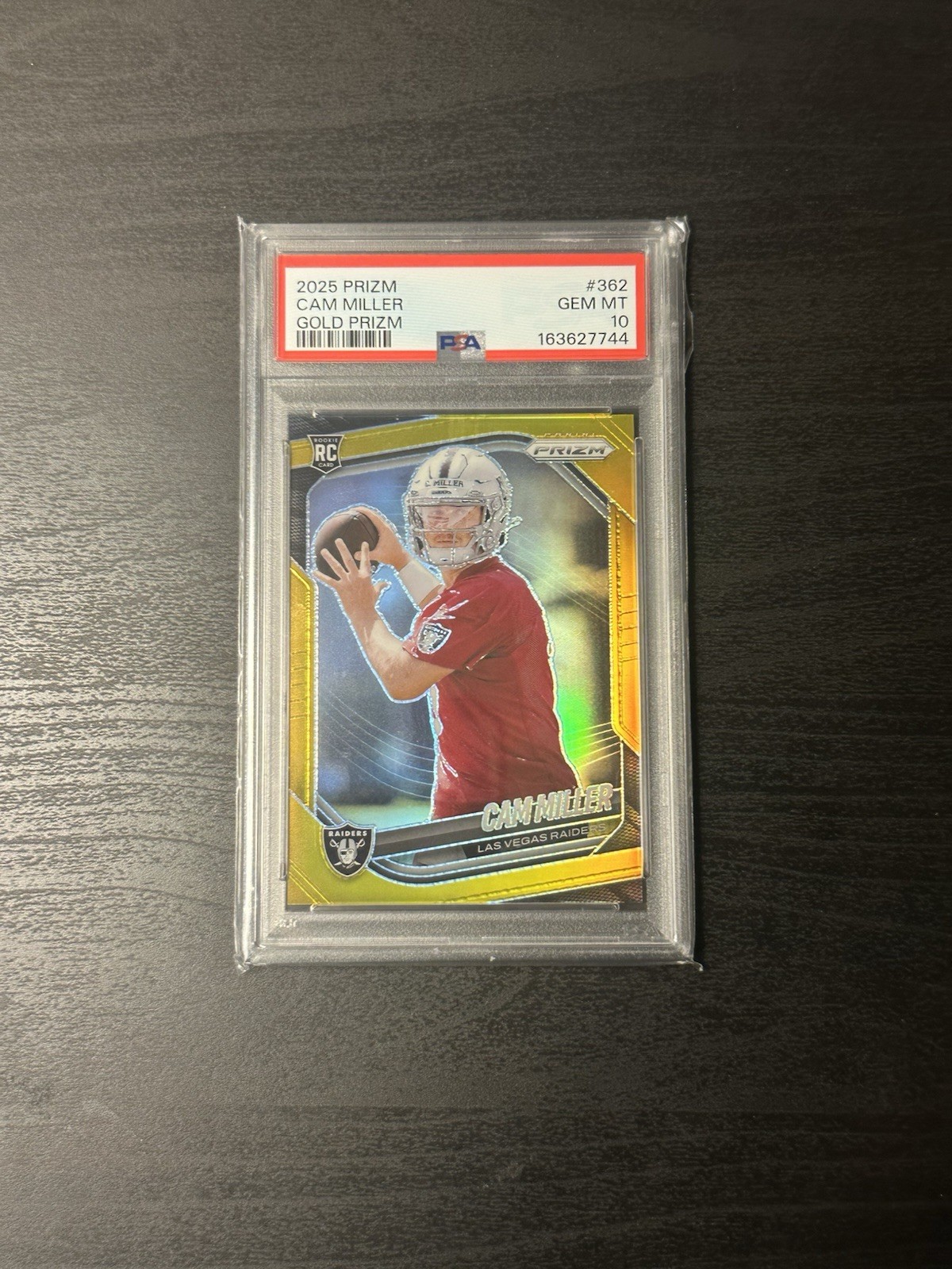 2025 Panini Prizm Rookies Cam Miller #362 Gold Prizm /10 PSA 10 Raiders RC