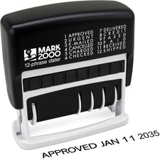 12-Phrase Dater - Date Phrase Self-Inking Stamp - Black Ink