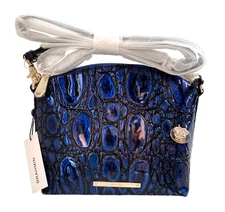 Brahmin Mini Duxbury Crossbody, Kyanite Curie Blue Black Leather NWT
