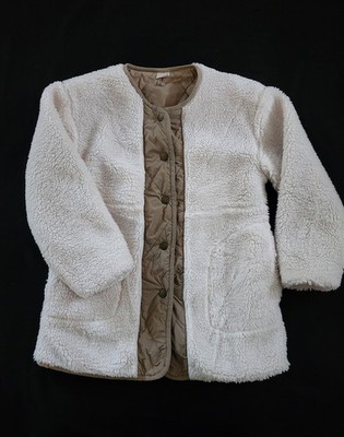 Fuzzy Cream Color Japanese Sherpa Fleece Size 7-8 Year Old Girl's Jacket Coat