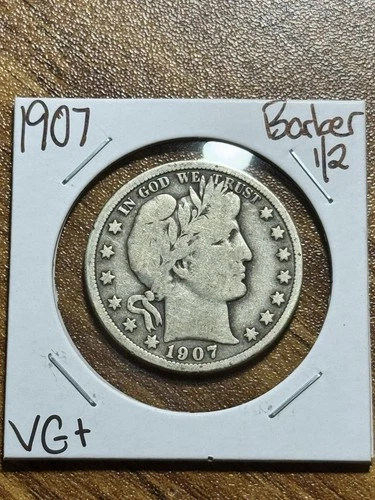 1907 P Barber Silver Half Dollar Very Good VG U.S. 50c Type Coin (Raw16863)