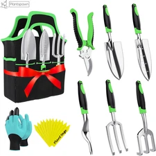 8 PCS Gardening Tools Set with Bag | Heavy-Duty Rust-Proof Hand Tools with Plast