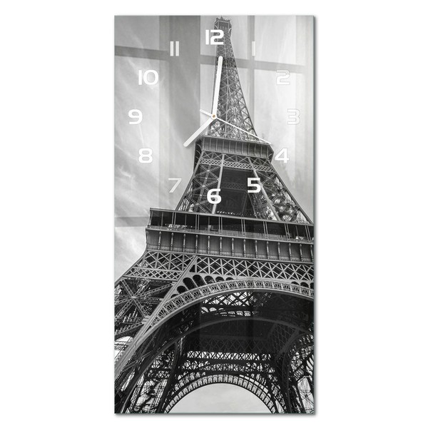 Dekorative Wanduhr Aus GehäRtetem Glas Eiffelturm Paris WeißE Zeiger 30X60 Cm-image