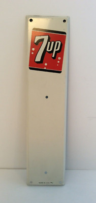 Vintage 7-Up Soda Advertising Door Diecut Metal Door Push Sign Unused