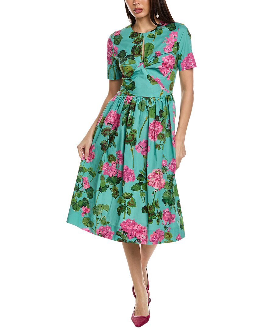 Женское миди-платье Oscar De La Renta Twist зеленого цвета 0