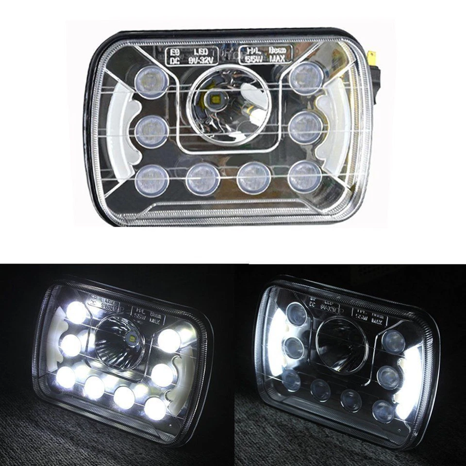 Faros LED 5x7 7x6 repuesto furgoneta camión Toyota XJ YJ 4Runner (par) DRL 55W Foto 4 de 4