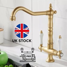 Kitchen Mixer Tap Vintage Dual Lever Kitchen Sink Taps Brass Water Tap Mixer 