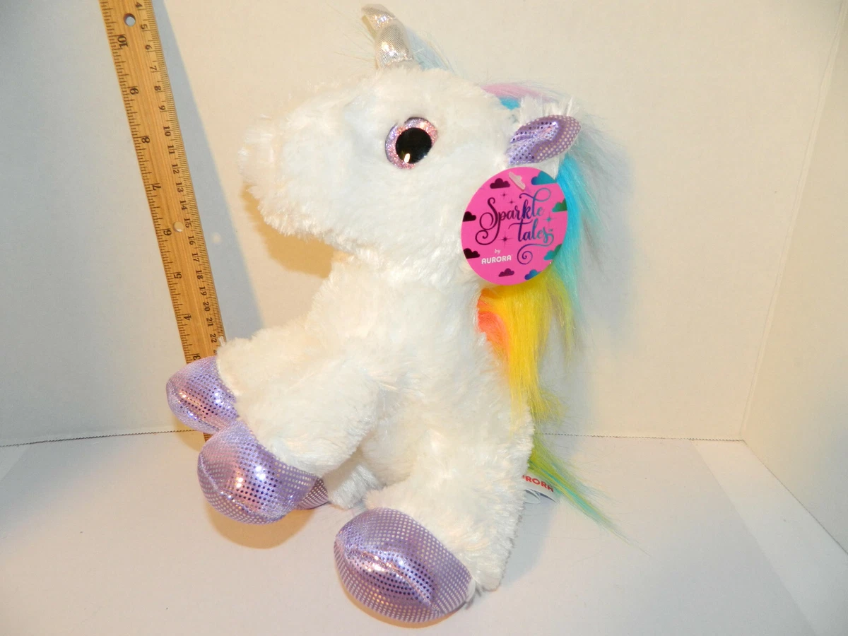 NWT Aurora World Sparkle tales Plush Toy Animal Rainbow Unicorn 12