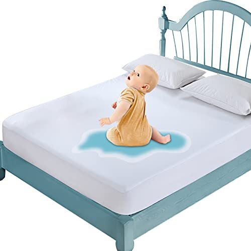 Mattress Protector Twin Waterproof Mattress Cover Soft Breathable Noiseless T...-image