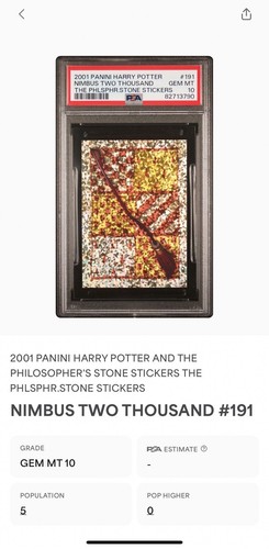 NIMBUS TWO THOUSAND PSA 10 POP 5 #191 2001 Harry Potter Philosopher’s Stone - Picture 3 of 3