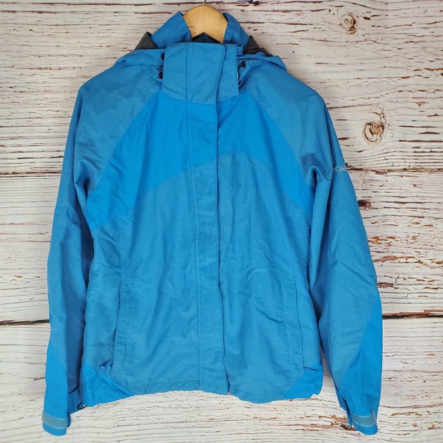 Columbia Rain Jacket Womens Medium Blue Interchange Shell Coat Light Weight eBay