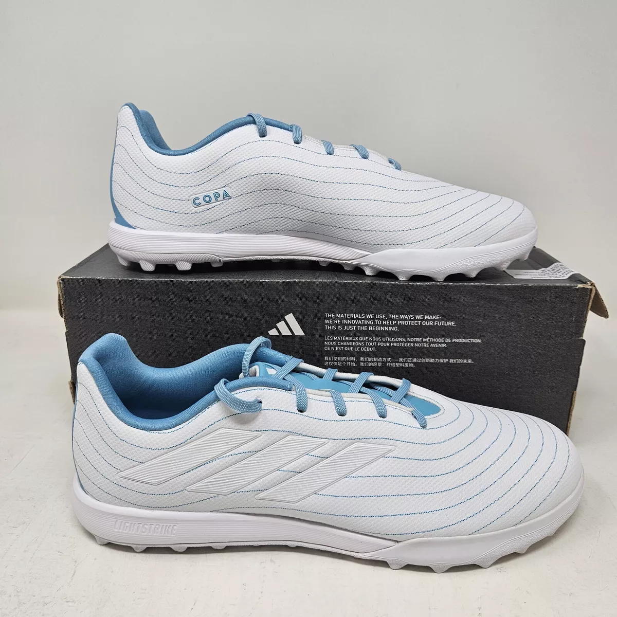 Men Adidas Parley Copa Pure.3 TF Turf Soccer Shoes Cleats White Blue ID9330