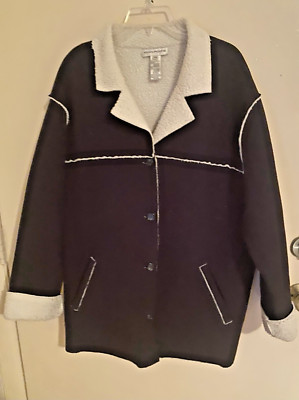 Vintage Women s Evan-Picone Chocolate Brown 2X Casual Sherpa Coat
