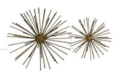 SET 2 sputnik pom metal sea urchin wall sculpture gold vintage Curtis Jere style