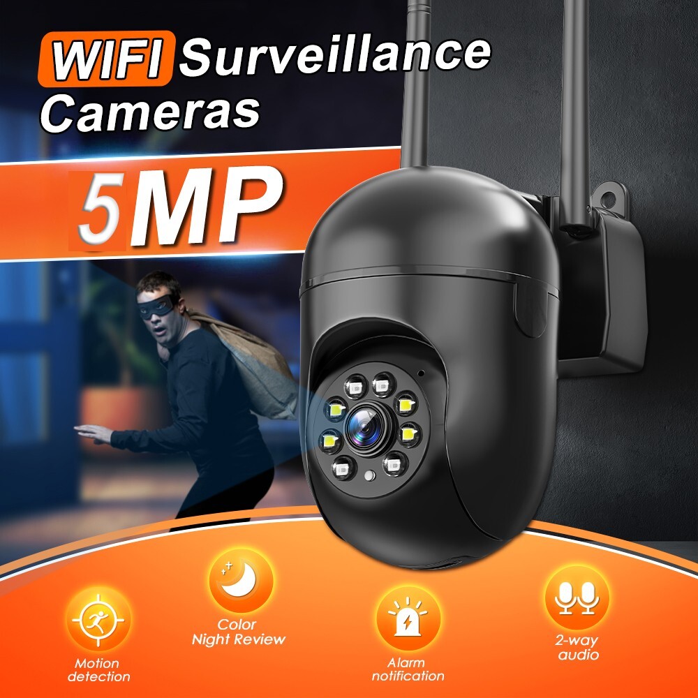 5MP PTZ WIFI Home Security Camera Wireless 2.4GHz Color Night Vision 2-Way Audio