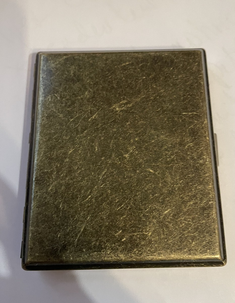 Vintage Antique Bronze 2-clip Cigarette Case Business Credit Card Holder
