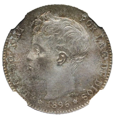 1896(96) PGV Spain Peseta (MS 63-NGC)