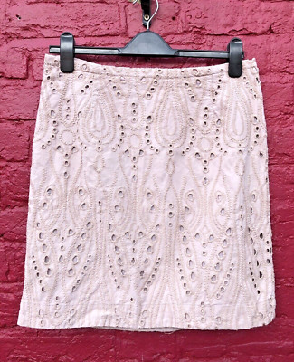 Noa Noa Dusky Rose Pink Broidery Anglaise Party Mini Pencil Skirt Size M 38