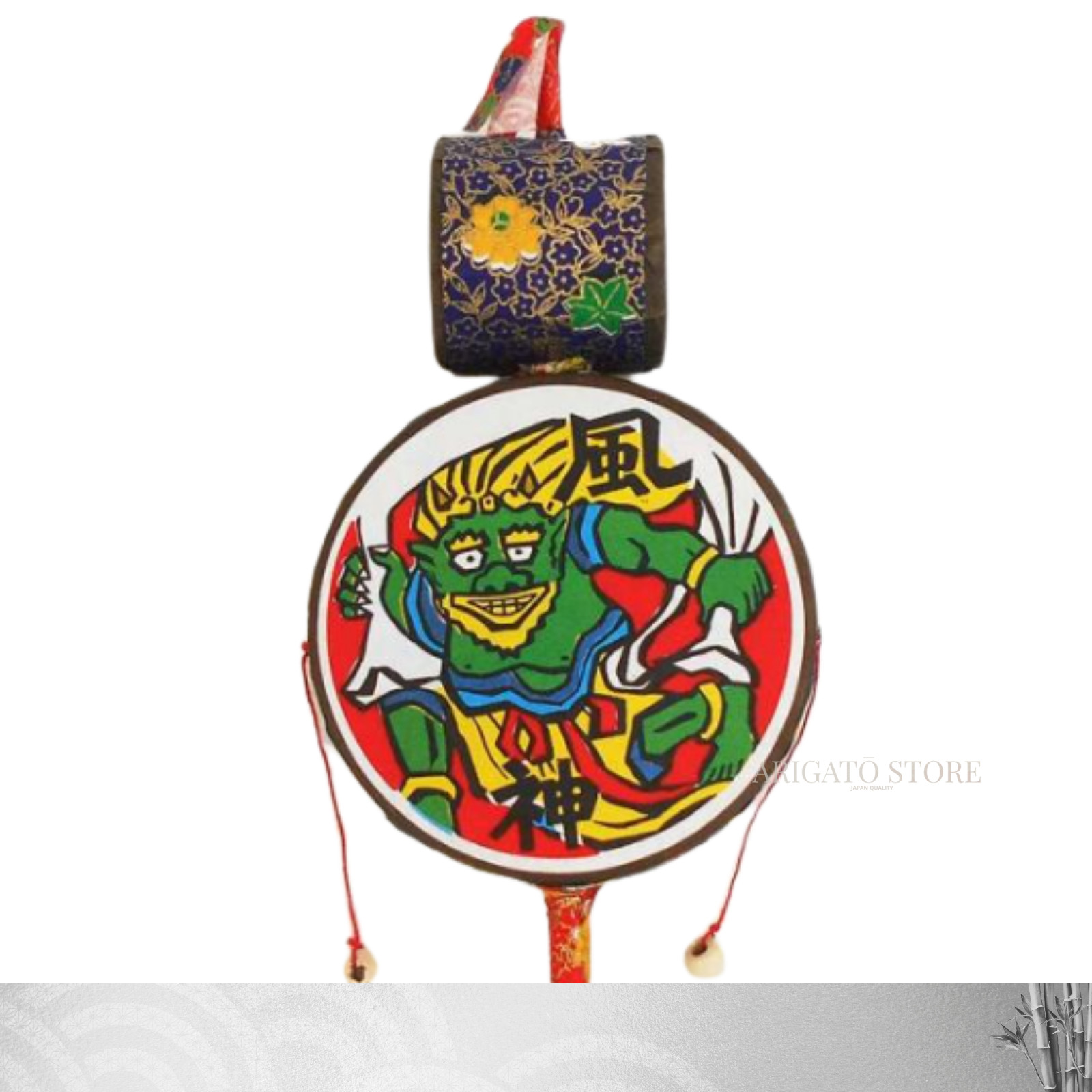 Japanese Traditional 「Den Den Daiko Drum」Fujin / Wind God  -  Japan Toy New