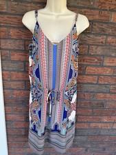 Lucy & Laurel Sundress Size 4 Spaghetti Strap Shift Sun Dress Cinch Tie Waist