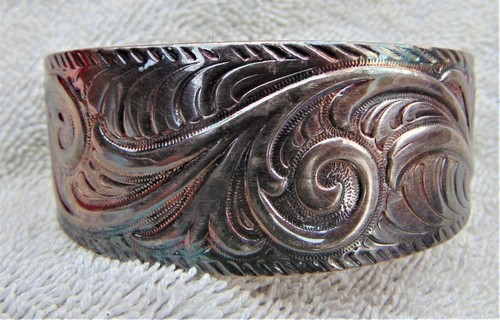 VINTAGE STERLING SILVER CUFF BRACELET ~ SIGNED 925 LT THAILAND~ BEAUTIFUL DETAIL - Picture 7 of 12