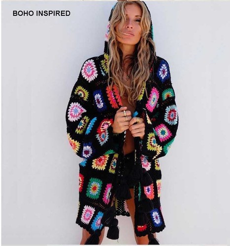 Hand Knit Lace Crochet Cardigan Jacket 