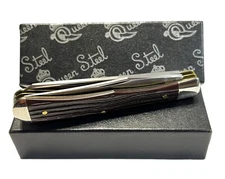 Pocketknife Queen Cutlery 19 Lg Trapper Jigged Wormhole Dk Brown Bone KP-1481