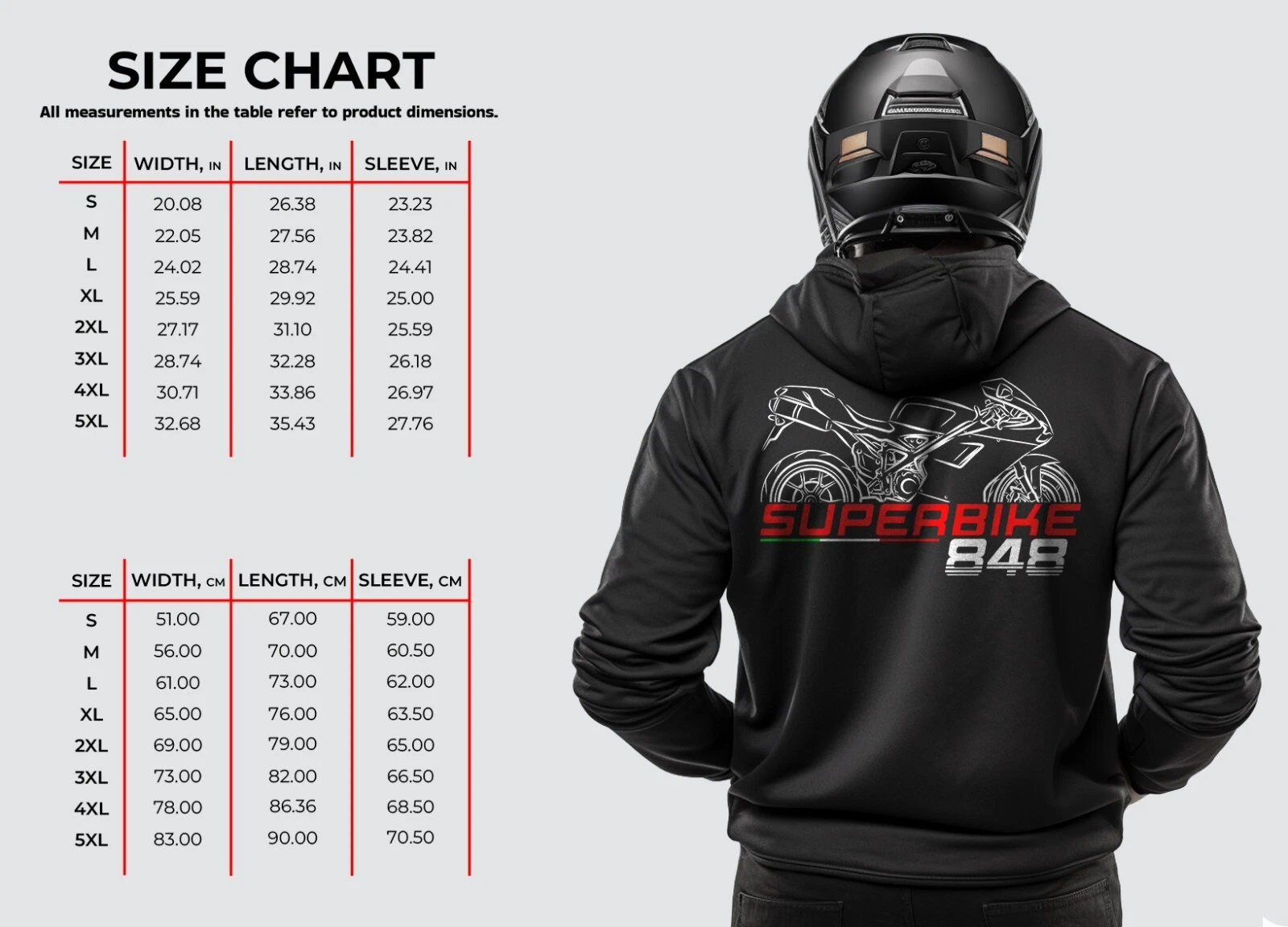 Ducati Superbike 848 - Motorcycle Hoodie Pullover for Riders