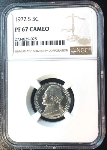 1972 S 5C Jefferson Nickel NGC PF67 Cameo