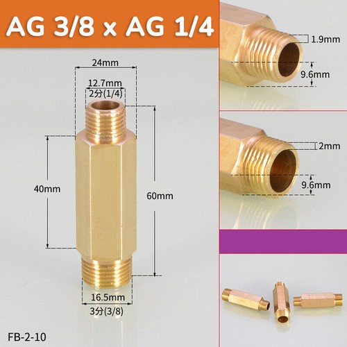 Male to Male Brass Hexagon Nipple Connector Adapter 1/8" 1/4" 3/8" 1/2" BSP - Picture 10 of 12