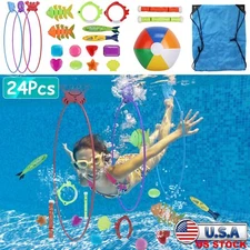 Diving Toys 24PCS Pool Toys for Kids Age 3+ Water Swim Thru Rings Water Sports