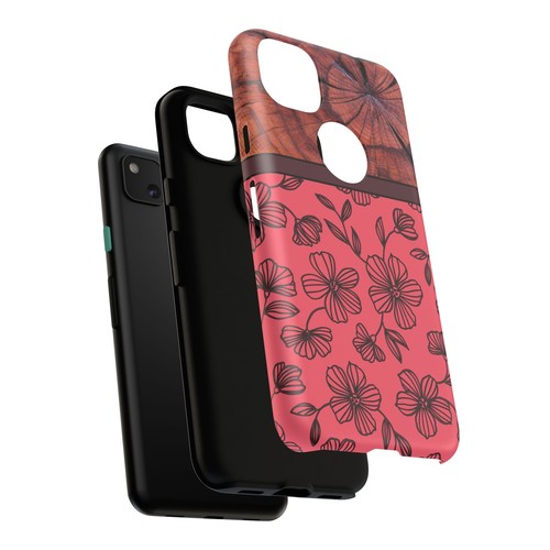 Pink & Flowers & Wood grain Tough Phone Case for Iphone, Samsung Galaxy, & Pixel - Picture 181 of 288