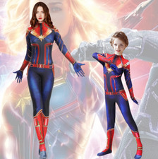 KarnevalCaptain Marvel Cosplay Damen Mädchen Kostüm Lycra Jumpsuit Party Outfit