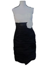 David's Bridal Dress Womens Sz 6 Spaghetti Strap Color-Block Black White Formal