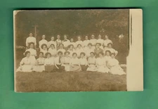 c 1915 RPPC REAL PHOTO POSTCARD - GROUP PHOTO 30 WOMEN - AZO STAMP BOX UNPOSTED
