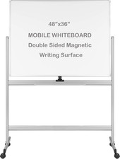 48" X 36" Mobile Double-Sided Magnetic Dry Erase Board with Rolling Stand