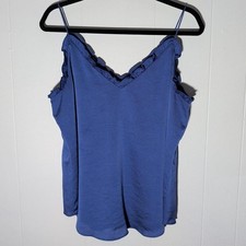 Womens Express Blue Ruffle Tank Top Medium Ex...