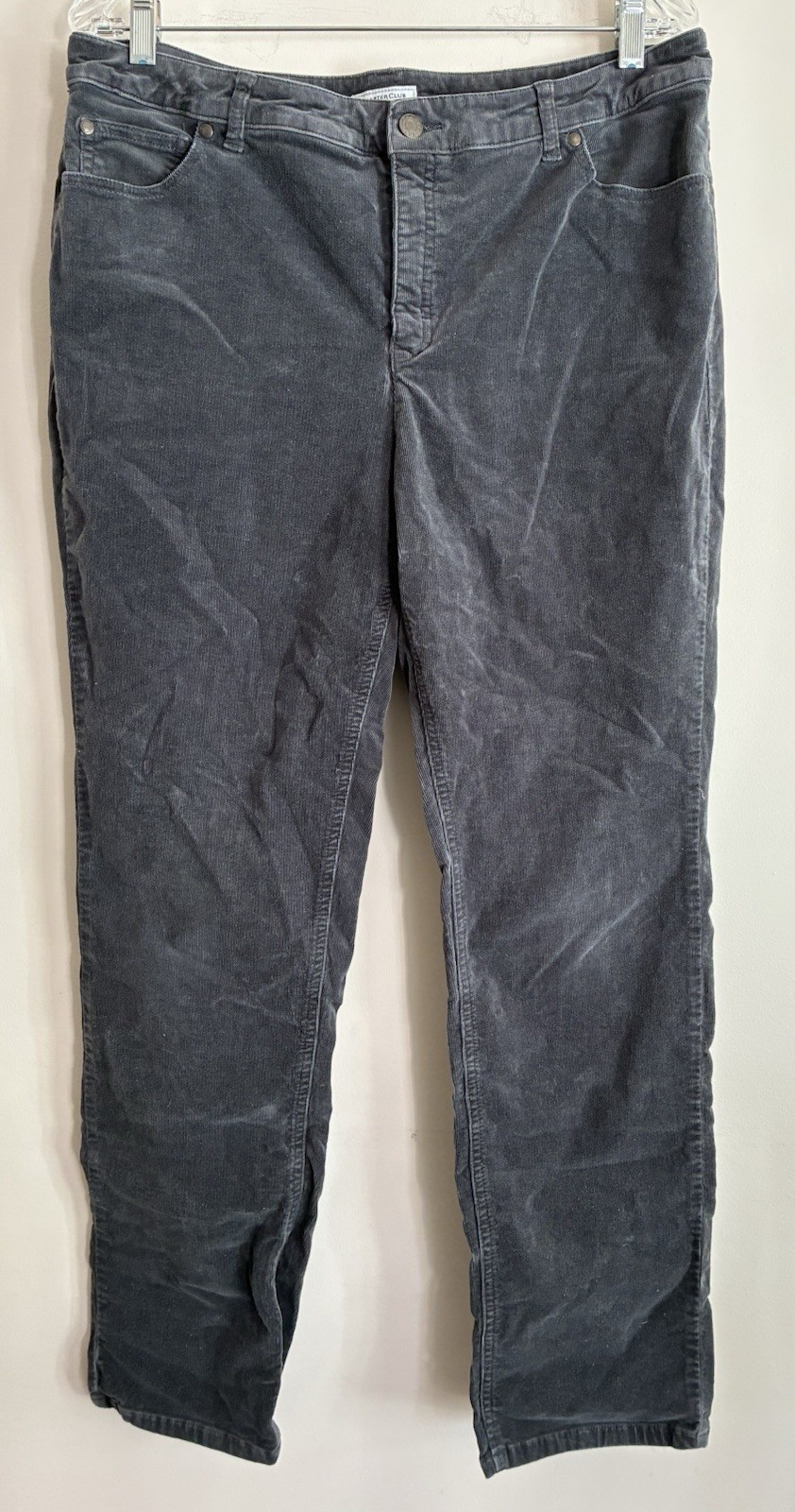 Charter Club Women's Solid Gray Super Stretch Cotton Straight Corduroy Pants 14