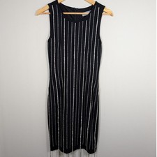 Blue B Black Rhinestone Fringe Dress Sleeveless Great Gatsby Roaring 1920s
