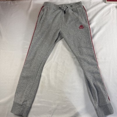 Kappa Grey Sweatpants with Logo Side Stripe Length Size Small
