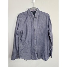 Ted Baker London Men's Blue Chambray Button Down Long Sleeve Shirt Size 4