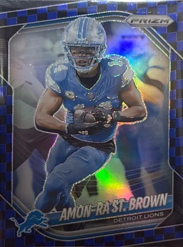 2025 Panini Prizm Football Black and Blue Checker Amon-Ra St. Brown #187