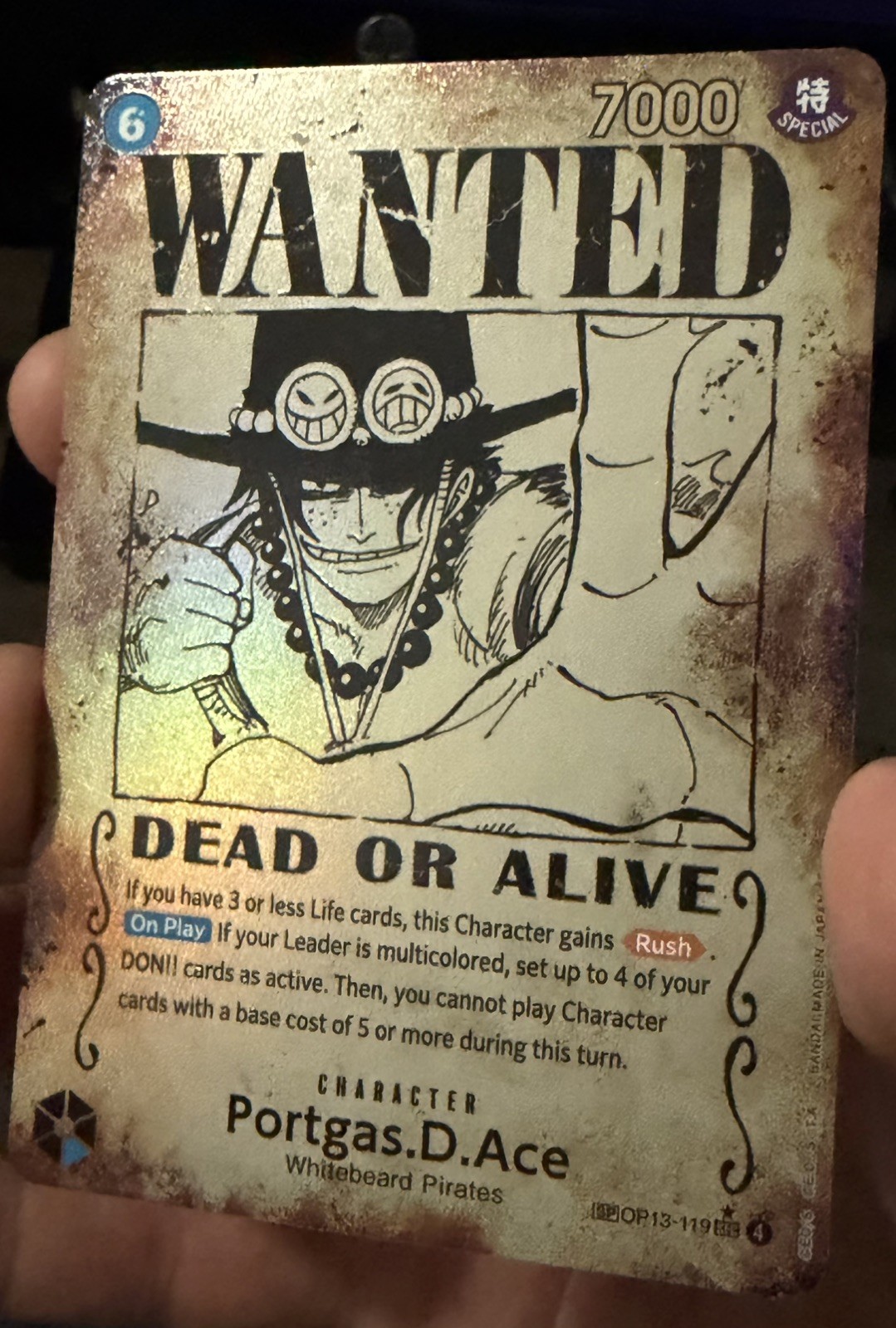 Portgas D. Ace OP13-119 (Wanted Poster) Carrying On His Will One Piece Card Game