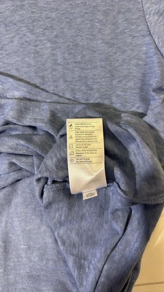 Camiseta Vince feminina XL azul claro linho mistura viscose gola redonda manga curta em excelente estado usado - Imagem 4 de 4