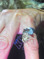 WWll Sterling Silver Military  sweetheart ring with gold eagle and silver heart