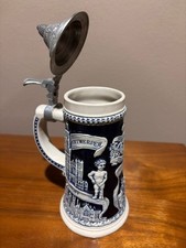 Vintage Blue and White Belgian Beer Stein
