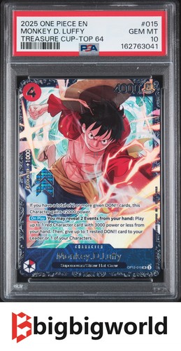 One Piece Card Game Monkey D Luffy OP12-015 Treasure Cup Top 64 PSA10