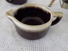 4 PCS VTG Pfaltzgraff Brown Drip Glaze Teapot & Warming Stand Open Sugar Creamer — photo 4