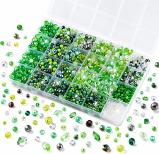 2000Pcs Glass Beads for Jewelry Making, Assorted Faceted Crystal Sun Catcher Bea