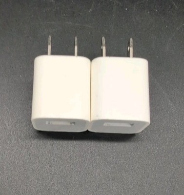Two Apple 5W USB Wall Charger Cube Power Adapter for iPhone - White A1265 A1285